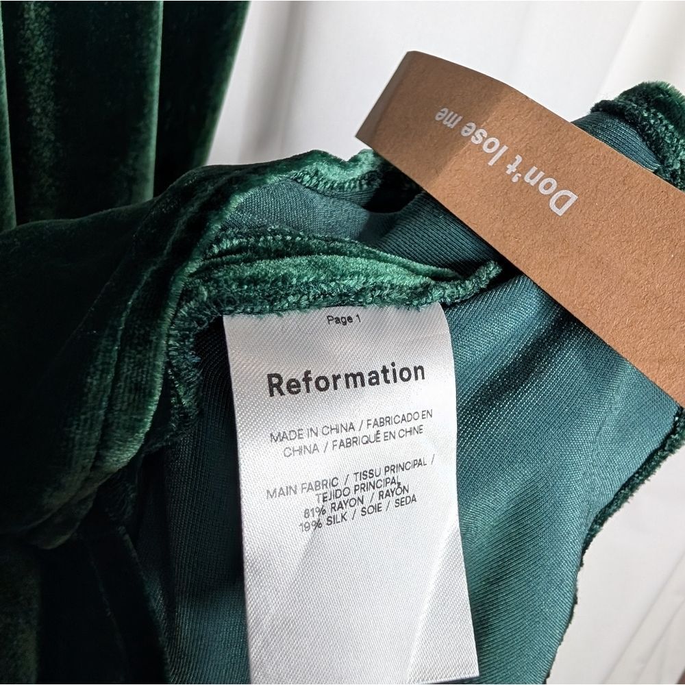 Reformation Rimini Velvet Dress Forest Dark Green Gown Maxi - Picture 10 of 10